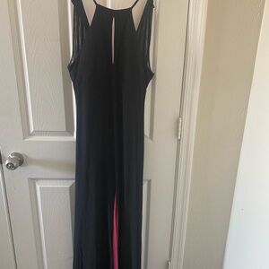 Sequin Hearts Elegant Black Dress with Pink Accent